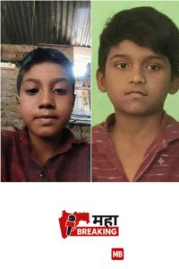 Two young children meet
